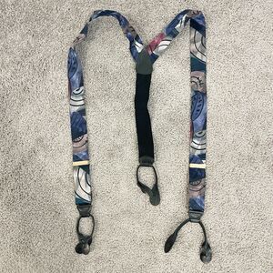 Pelican USA‎ Button Suspenders Silk Pattern Brass Adjusters Leather Grandpacore